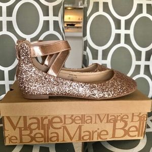 Bella Marie Champagne Glitter Flats